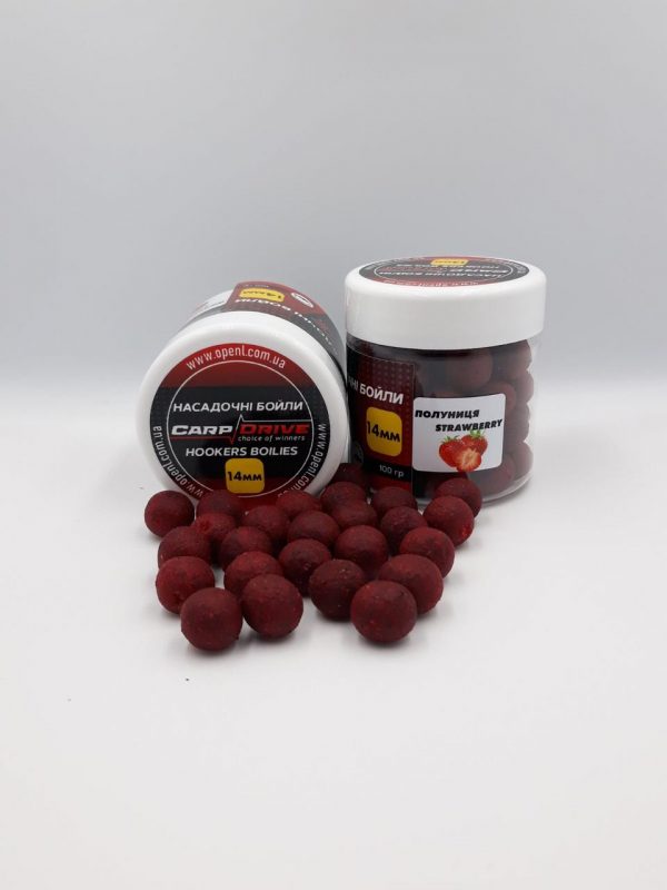 Бойли варені насадочні Carp Drive 14мм Полуниця (Strawberry) 100 гр. - Зображення 1