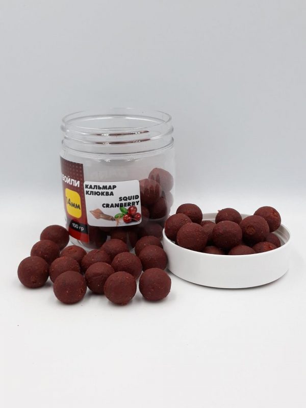 Насадкові бойли 14мм, варені бойли, бойли Кальмар-Журавлина (Squid-Cranberry) 14мм 100г - Зображення 2
