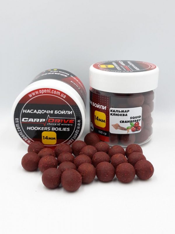Насадкові бойли 14мм, варені бойли, бойли Кальмар-Журавлина (Squid-Cranberry) 14мм 100г - Зображення 1