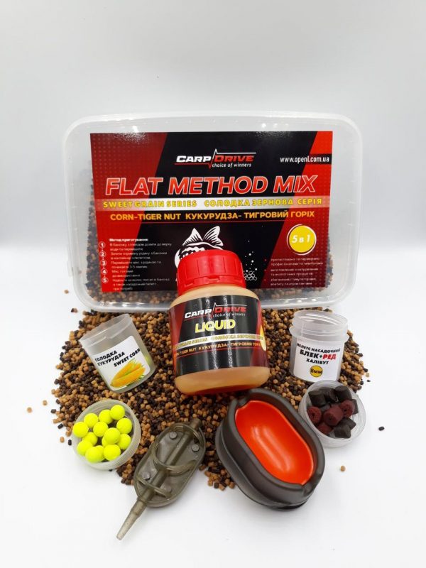 Методный пелети, флет метод мікс Кукурудза-Тигровий горіх (Corn-Tiger Nut) Carp Drive 7 в 1 - Зображення 1