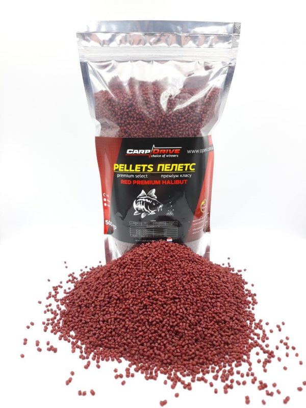 Пелети Кріль, пелети короповий, пелети Carp Drive Red Premium Halibut (преміум класу, Кріль) 2 мм 500гр - Зображення 1