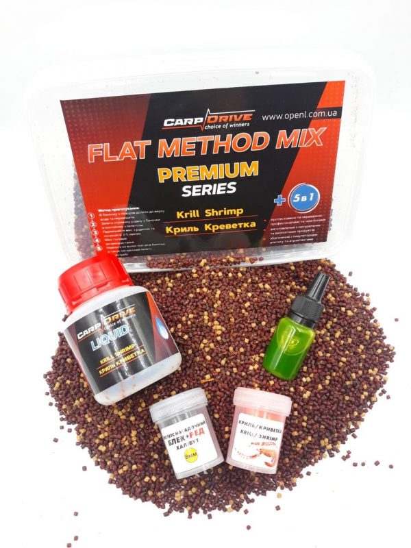 3437230793_metodnyj-pellets-flet НОВИНКА Carp Drive! Флет метод мікс Krill Shrimp Криль Криветка Преміум серія 5 в 1 - Зображення 2