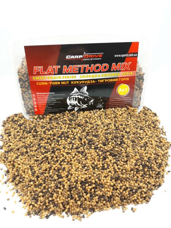 Методный пелети, флет метод мікс Кукурудза-Тигровий горіх (Corn-Tiger Nut) Carp Drive 5 в 1 - Зображення 2