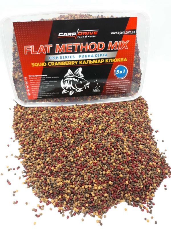 3485976951_metodnyj-pellets-flet Методный пелети, флет метод мікс Кальмар-Журавлина (Squid-Cranberry) Carp Drive 5 в 1 - Зображення 2