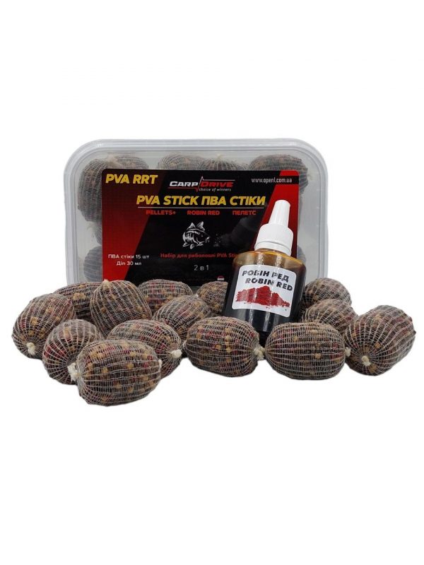 Готові PVA stick - стіки Робін Ред "Robin Red" + ликвид 30 мл Carp Drive - Зображення 1