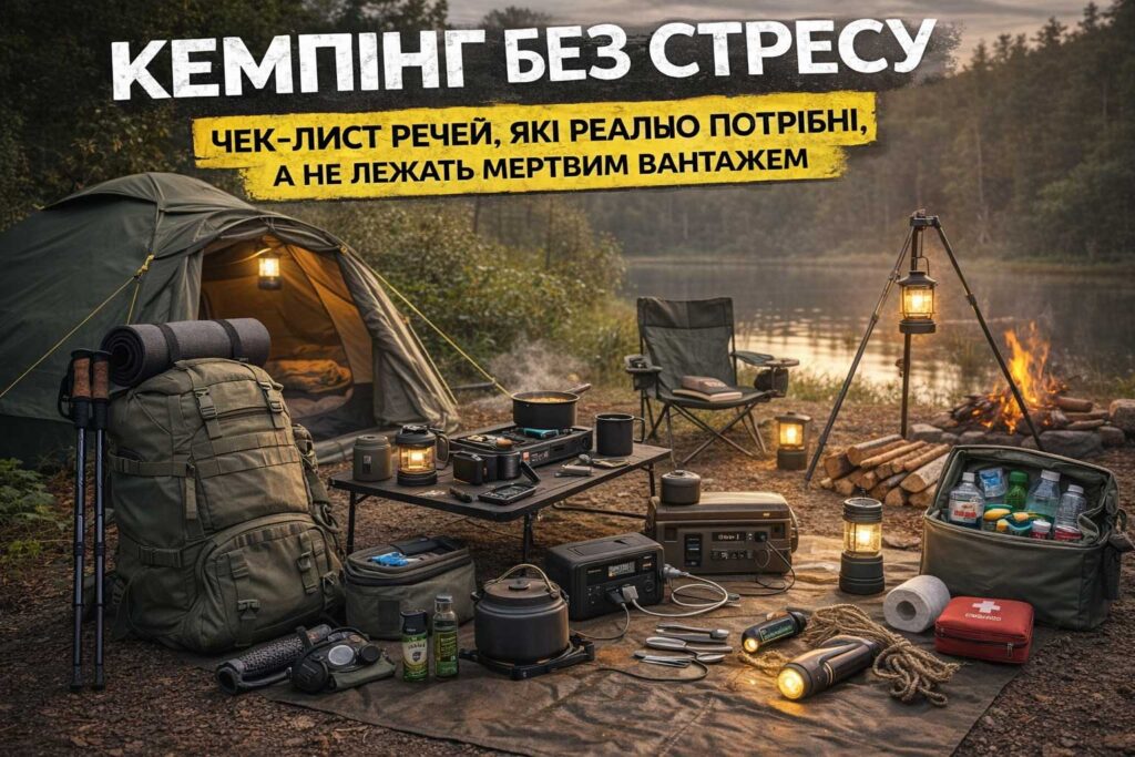 Кемпінг без стресу: чек-лист речей, які реально потрібні, а не лежать мертвим вантажем