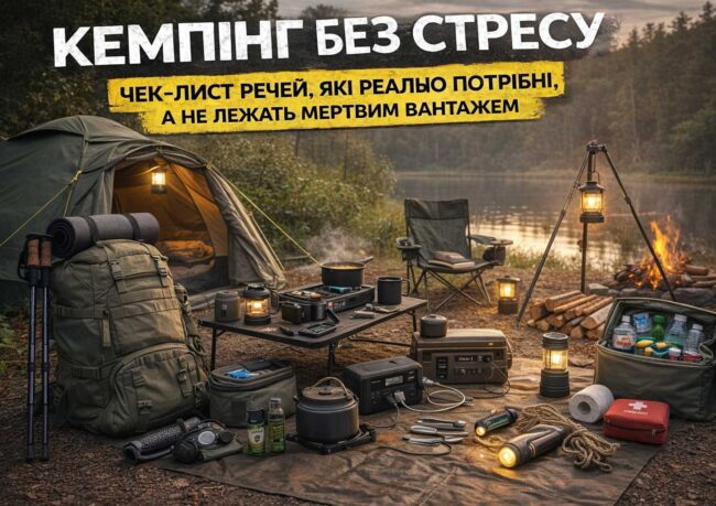 Кемпінг без стресу: чек-лист речей, які реально потрібні, а не лежать мертвим вантажем
