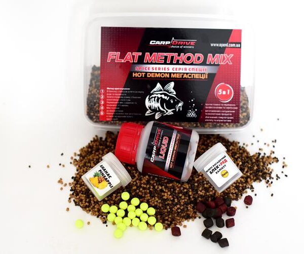 Флет метод Carp Drive мікс Hot Demon 5 в 1 мегаспеції пелетс 2 мм