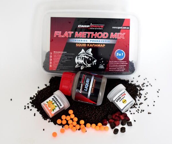 Флет метод Carp Drive мікс Squid Кальмар рибна серія 5 в 1 пелетс 2 мм