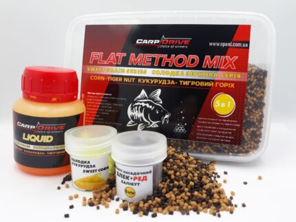 Флет метод Carp Drive мікс Corn Tiger Nut 5 в 1 солодка зернова кукурудза тигровий горіх пелетс 2 мм