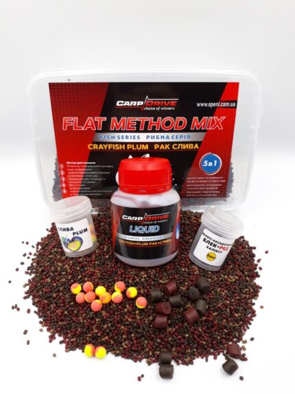 Флет метод Carp Drive мікс Crayfish Plum Рак Слива серія спеції 5 в 1 пелетс 2 мм