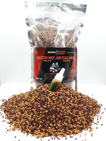 Carp Drive Метод мікс 3X Method Mix флюро діп пелетс 2 мм 900 г для методної годівниці