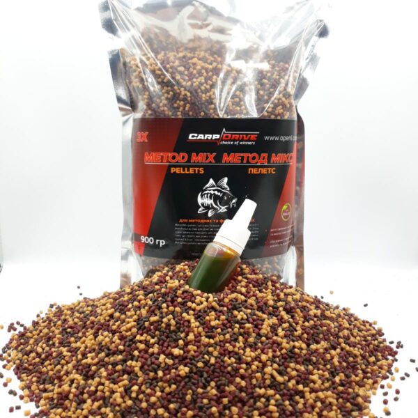 Carp Drive Метод мікс 3X Method Mix флюро діп пелетс 2 мм 900 г для методної годівниці
