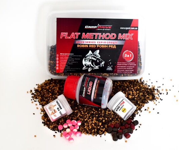 Флет метод Carp Drive мікс Robin Red 5 в 1 спеції робін ред пелетс 2 мм