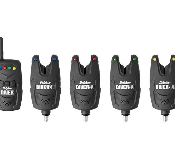 Delphin DIVER 9V набір сигналізаторів 4 сигналізатори 1 приймач 150 м 8 мелодій 6 рівнів гучності водонепроникний
