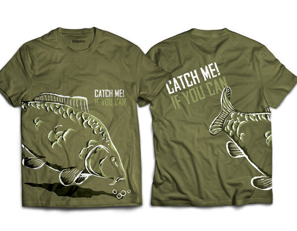 Футболка Delphin Catch me Carp Спіймай мене XXXL зелена бавовна