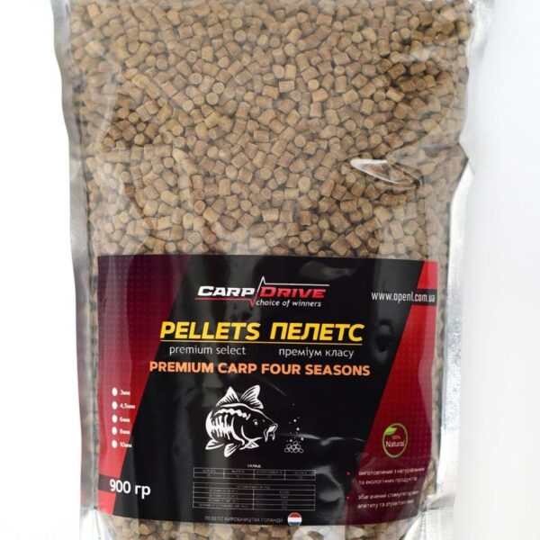Методний пелетс Carp Drive Premium Carp Four Seasons преміум 3 мм 8 мм 900 г метод фідер