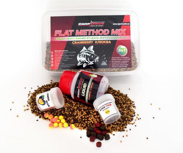 Методні пелети флет метод мікс Cranberry Carp Drive 5 в 1 ягідно фруктова