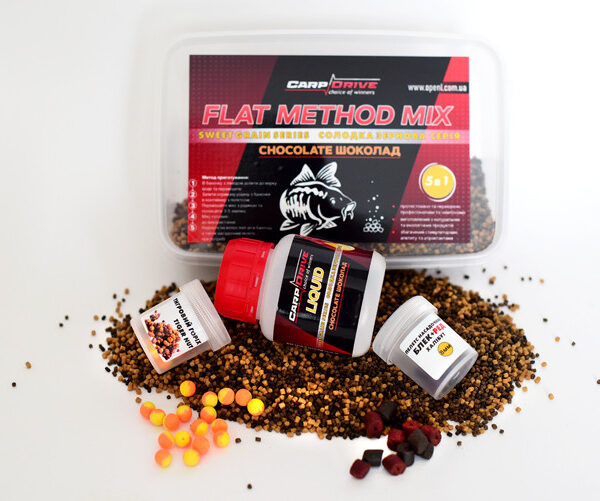 Методні пелети флет метод мікс Chocolate шоколад Carp Drive 5 в 1 400 г