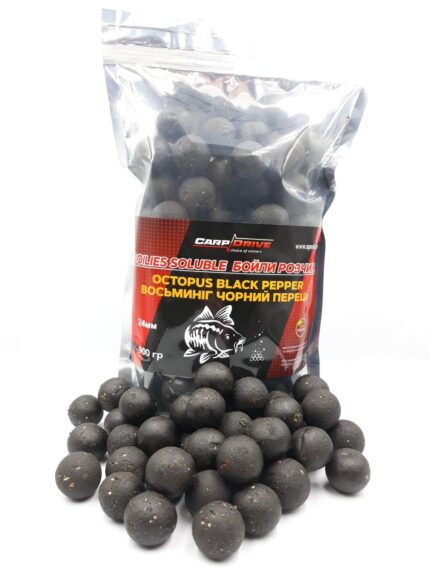 Бойли розчинні Восьминіг Чорний перець 24 мм 900 г для коропа