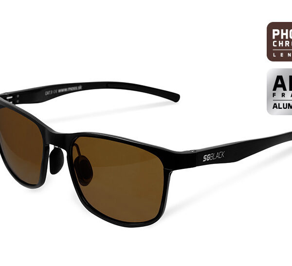 Delphin SG BLACK коричневі лінзи поляризаційні сонцезахисні окуляри алюмінієва оправа 28 г