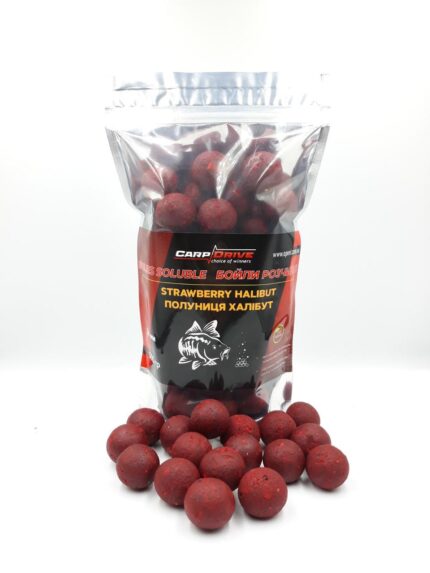 Бойли розчинні спорт серія Полуниця Халибут Strawberry Halibut 24 мм 500 г коропові