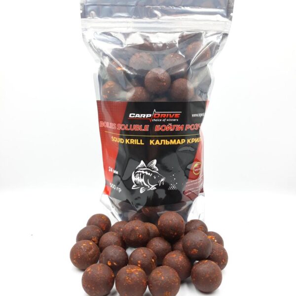 Бойли розчинні Carp Drive Спорт серія Кальмар Кріль Squid Krill 24 мм 500 г короп амур
