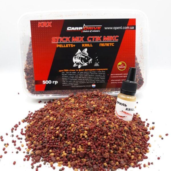 Стік мікс Carp Drive Криль Stick Mix Krill 500 г KRX ПВА пелетс 2 мм до 4.5 мм дип