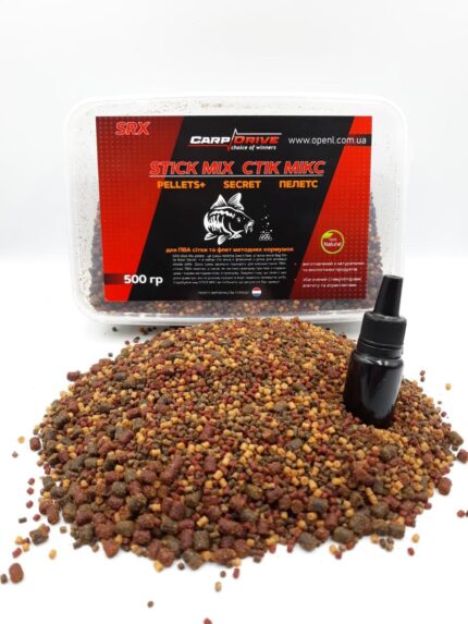 Стік мікс Carp Drive Секрет Stick Mix Secret 500 г SRX ПВА пелетс 2 мм до 4.5 мм дип