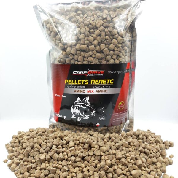 Мікс пелетсів Carp Drive Amino MIX 4.5 мм до 8 мм 900 г морська риба рибячий жир