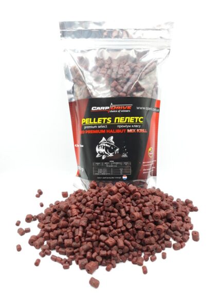 Пелетс Carp Drive Red Krill Premium Halibut мікс від 4 5 до 8 мм 500 г
