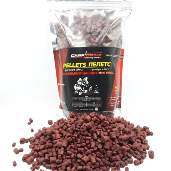 Пелетс Carp Drive Red Krill Premium Halibut мікс від 4 5 до 8 мм 500 г