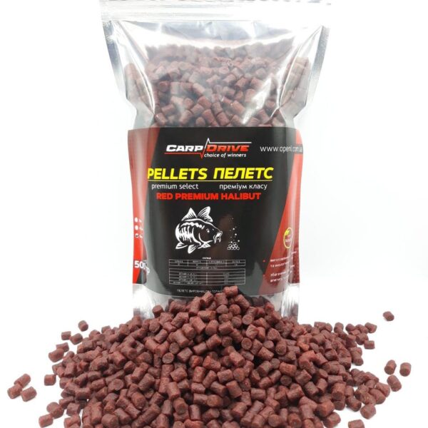 Пелетс Carp Drive Red Premium Halibut Кріль 6 мм 500 г для коропа