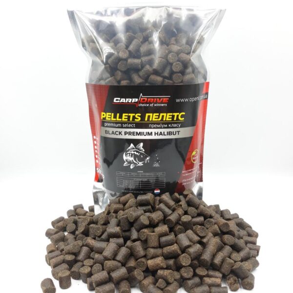 Пелетс Carp Drive Black Premium Halibut нова упаковка 8 мм 500 г
