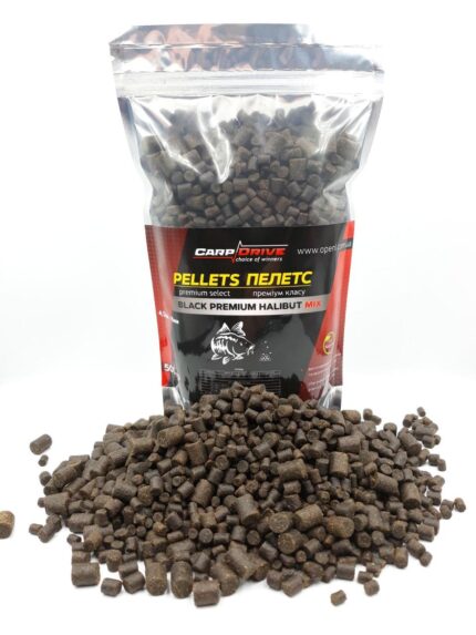Пелетс Black Premium Halibut Carp Drive Mix 4 5 8 мм 900 г чорні гранули стартовий закорм