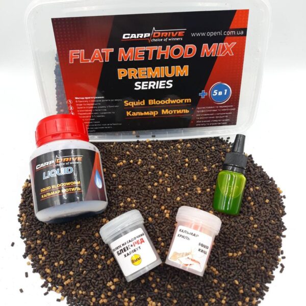 Carp Drive флет метод мікс Squid Bloodworm кальмар мотиль преміум 5 в 1