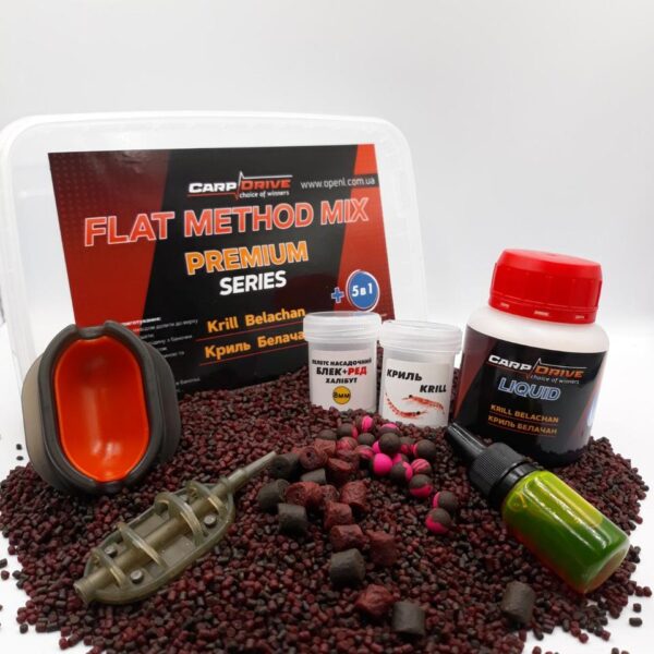 Carp Drive методні пелети флет метод мікс Krill Belachan криль белачан преміум 7 в 1