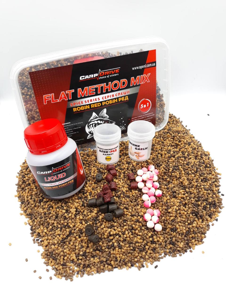 Методні пелети Carp Drive Red Robin Робін ред пелети флет метод мікс 5в1 400 г 2 мм