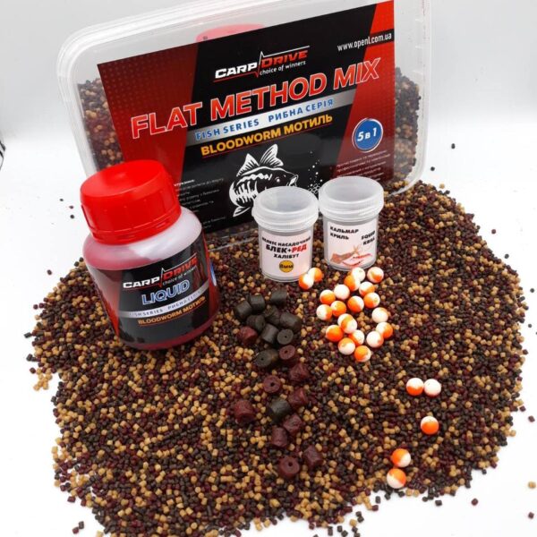 Carp Drive Bloodworm мотиль флет метод мікс рибна серія 5 в 1