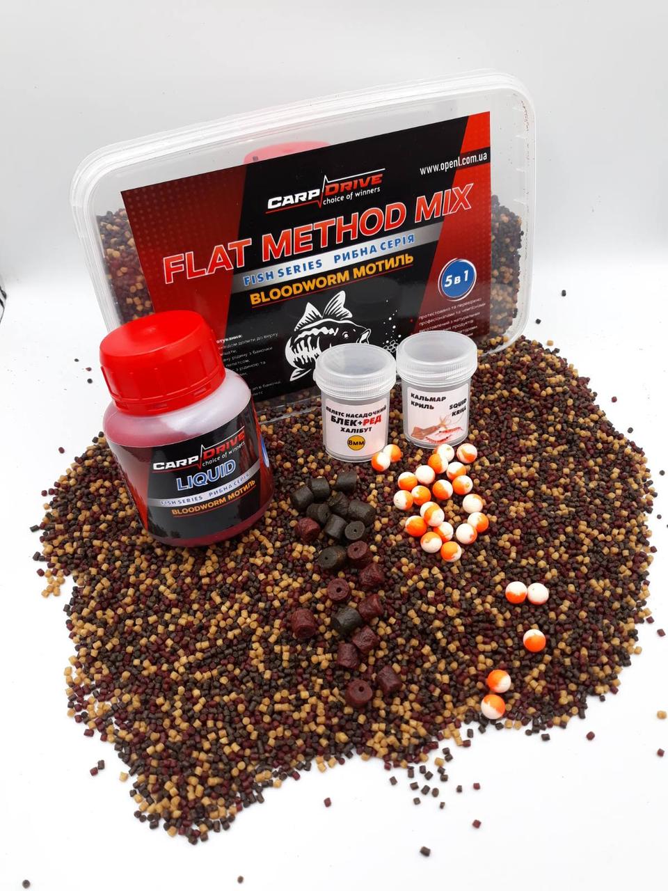 Флет метод мікс Carp Drive Bloodworm (Мотиль) рибна серія 5 в 1 Carp Drive Bloodworm мотиль флет метод мікс рибна серія 5 в 1