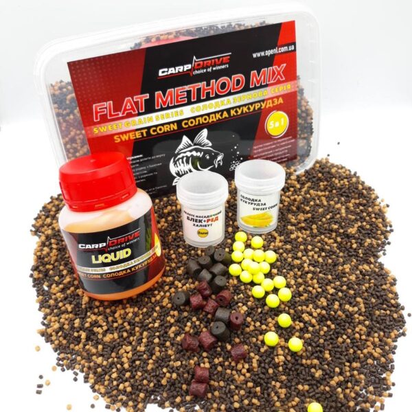 Методні пелети флет метод мікс Sweet Corn Carp Drive 5 в 1 солодка зернова