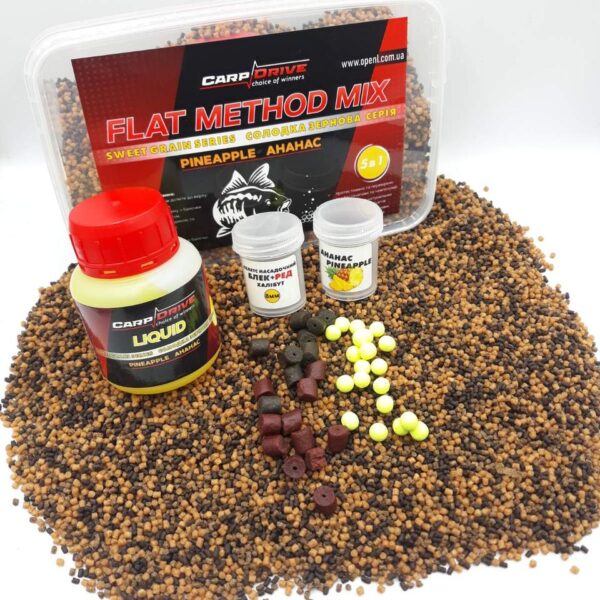 Методні пелети флет метод мікс Pineapple Carp Drive 5 в 1 солодка зернова