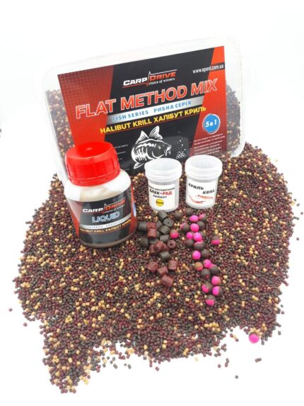 Carp Drive Halibut Krill халібут кріль методні пелети флет метод мікс 5 в 1