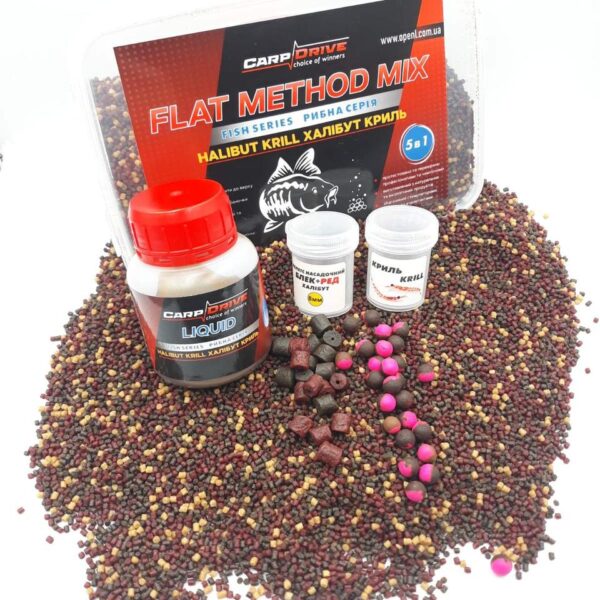 Carp Drive Halibut Krill халібут кріль методні пелети флет метод мікс 5 в 1