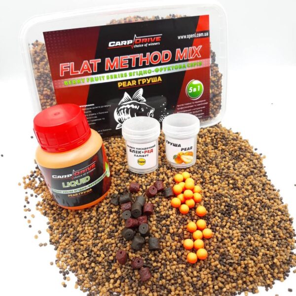 Методні пелети флет метод мікс Pear Carp Drive 5 в 1 ягідно фруктова