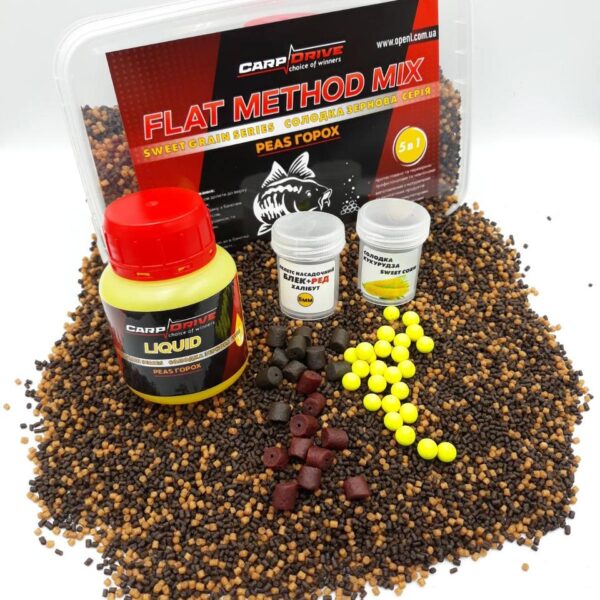 Методні пелети флет метод мікс Peas горох Carp Drive 5 в 1 600 г 2 мм