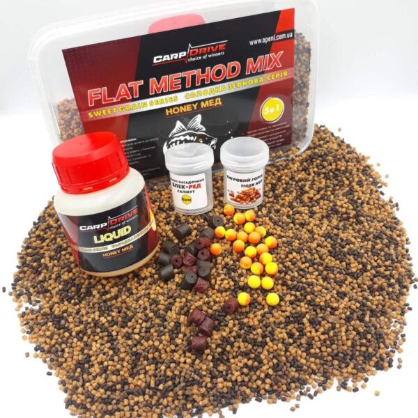 Методні пелети флет метод мікс Honey мед Carp Drive 5 в 1 600 г 2 мм