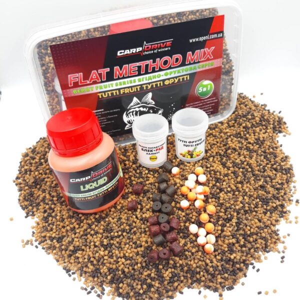 Методні пелети флет метод мікс Tutti Fruit Carp Drive 5 в 1 ягідно фруктова