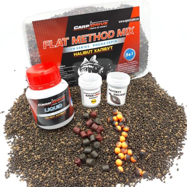 Carp Drive Halibut Халібут пелети флет метод мікс 5в1 400 г 2 мм