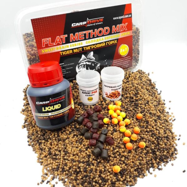 Методний пелетс флет метод мікс Тигровий горіх Tiger Nut Carp Drive 5 в 1 600 г 2 мм